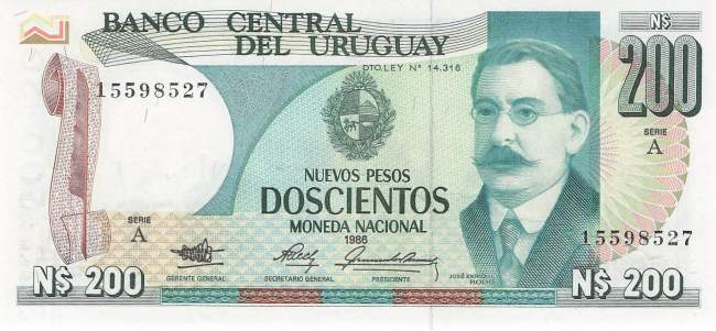 Uruguay 200 Pesos p66 1986